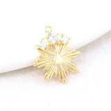 14K Brass Zircon Sun Charms Pendants Jewelry Making DIY Necklaces Findings