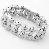 18/22mm Stainless Steel Silver Motorcycle Chain Bracelet for Men 9inch
