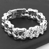 18/22mm Stainless Steel Silver Motorcycle Chain Bracelet for Men 9inch