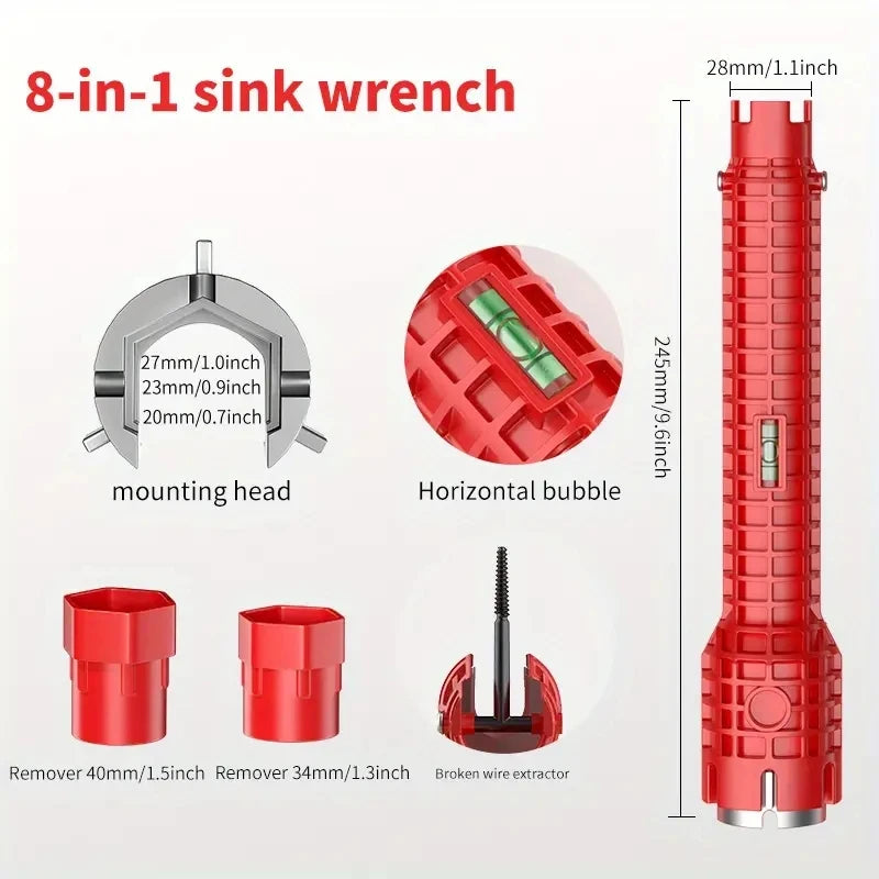 Sink Faucet Wrench Plumbing Repair Tool Anti-Slip Handle Double Head Wrench