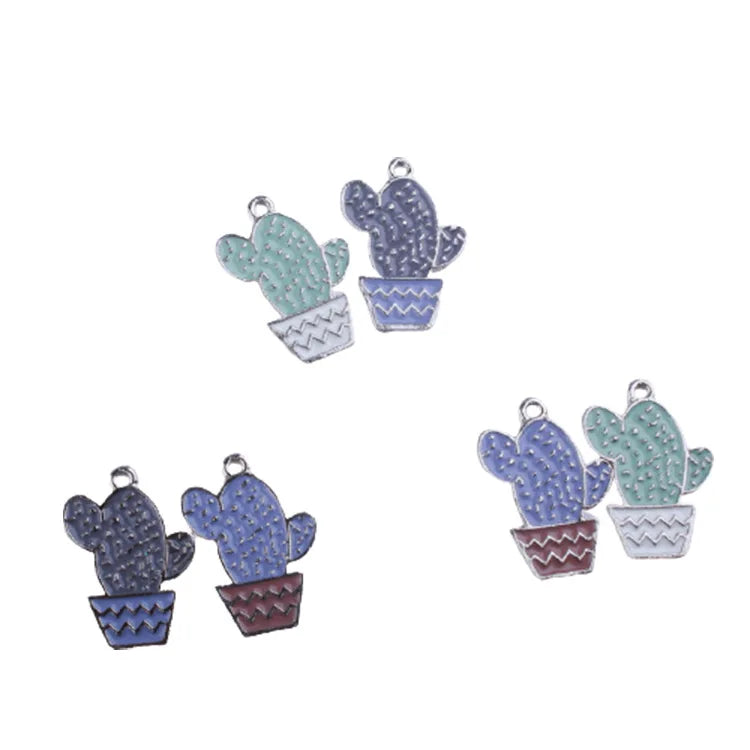 60Pcs Glazing KC Alloy Plant Style Earring Necklace Pendant Charms