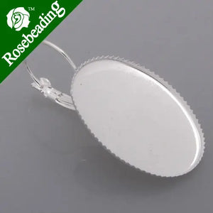 Oval Silver Plated French Lever Back Earrings Blank 50pcs/pkg