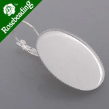 Oval Silver Plated French Lever Back Earrings Blank 50pcs/pkg