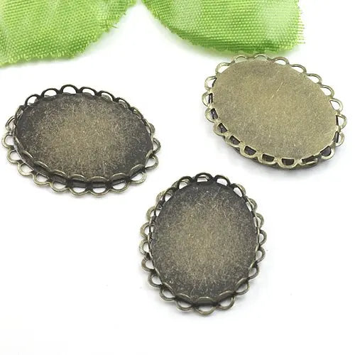 Vintage Brass Oval Pendant Setting 18x25MM