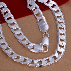 925 Stamped Silver 12MM Chain Necklace Big Noble Charm Solid Men Women