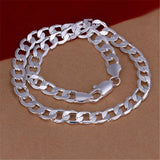 925 Stamped Silver 12MM Chain Necklace Big Noble Charm Solid Men Women