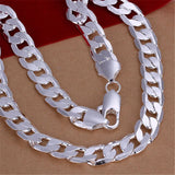 925 Stamped Silver 12MM Chain Necklace Big Noble Charm Solid Men Women