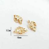 14K Brass Leaf Leaves Charms Pendants for DIY Jewelry Findings