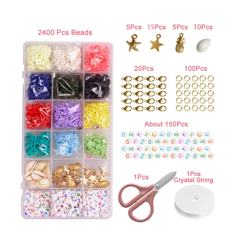 Polymer Clay Beads Chip Disk Round Beads Mix DIY Jewelry Making Kit