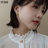 18K Plated Leaf Stud Earrings Stainless Steel Jewelry