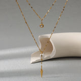 Double Layer Pearl Pendant Necklace Stainless Steel Chain Jewelry