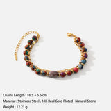 18K Stainless Steel Natural Stones Double Layer Bracelet Bangle Women Jewelry