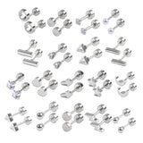 18 Pairs Stainless Steel Stud Earrings Star Moon Heart Cartilage Flatback