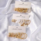 18 Pairs Twist Pearl Earrings Alloy Earrings
