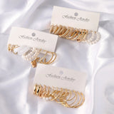 18 Pairs Twist Pearl Earrings Alloy Earrings