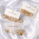 18 Pairs Twist Pearl Earrings Alloy Earrings