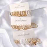 18 Pairs Twist Pearl Earrings Alloy Earrings
