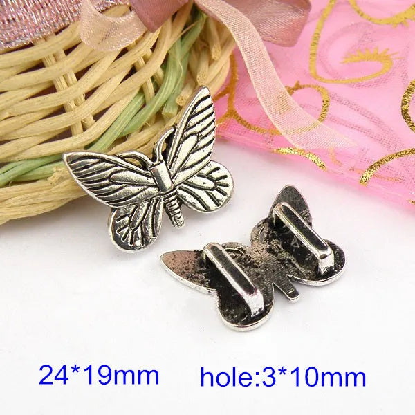 18 Pcs Antique Silver Plated Butterfly Charms DIY Jewelry Findings
