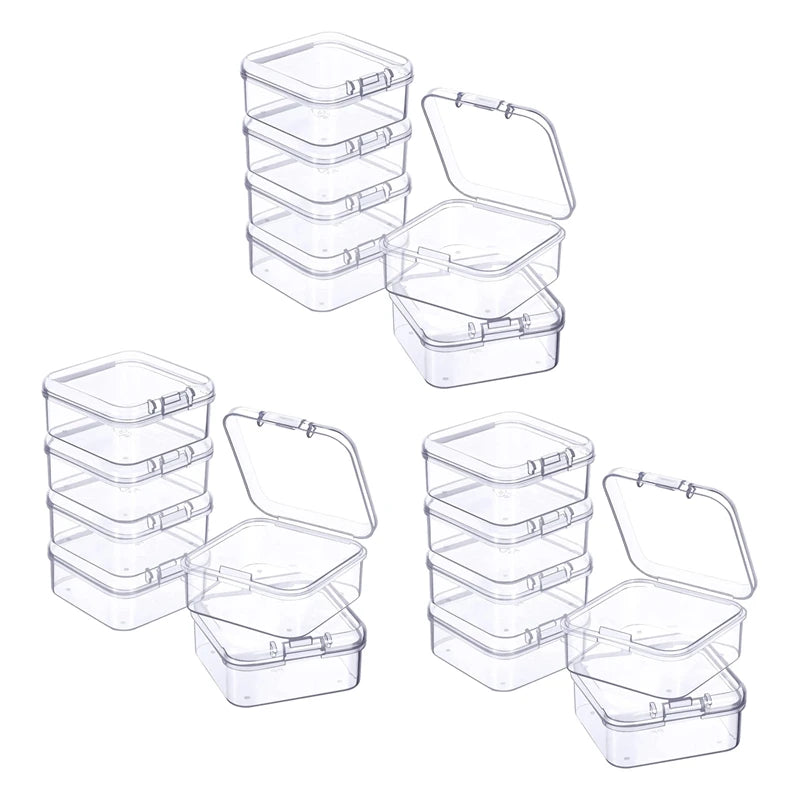 18 Mini Plastic Clear Storage Box for Small Items, Beads, Jewelry