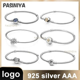 S925 Silver Bracelet Snowflake Heart Diamond Charm
