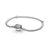 S925 Silver Bracelet Snowflake Heart Diamond Charm