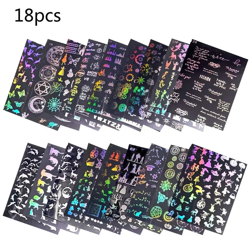 18 Sheet Resin Supplies Kit, Decorate Stickers for Silicone Molds
