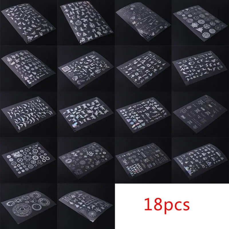 18 Sheets Resin Supplies Kit, Transparent Decorate Stickers for Resin Molds