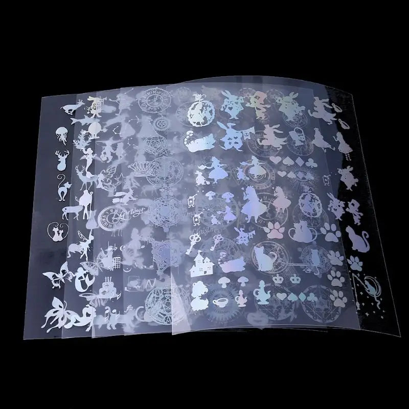 18 Sheets Resin Supplies Kit Holographic Magic Stickers for Silicone Molds