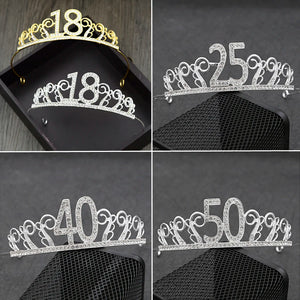 18th Birthday Rhinestone Tiara Headband for Cake Prom Party