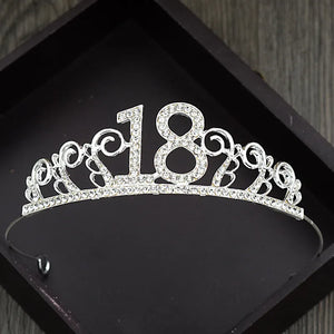 18th Birthday Rhinestone Tiara Headband for Cake Prom Party