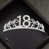 18th Birthday Rhinestone Tiara Headband for Cake Prom Party