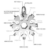 18-in-1 Stainless Steel Snowflake Tool Card Keyring