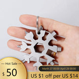18-in-1 Stainless Steel Snowflake Tool Card Keyring