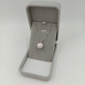 18" 925 Silver Box Chain Pearl Pendant Necklace, 14-17mm Freshwater Pearl, AA