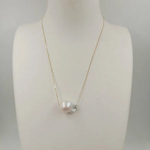 Baroque Pearl Pendant Necklace 925 Silver Chain 18k Plated