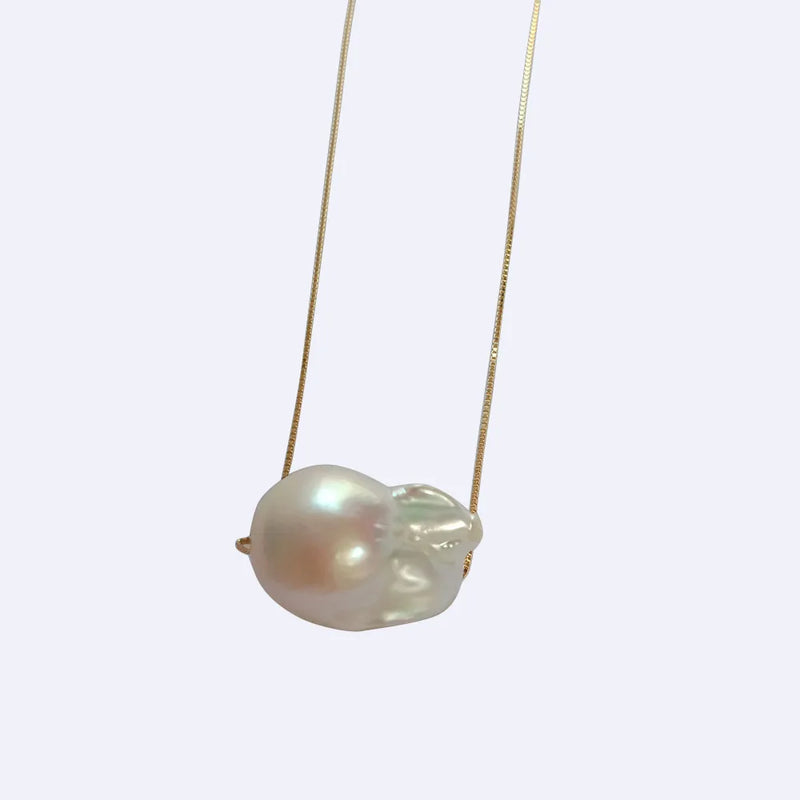 Baroque Pearl Pendant Necklace 925 Silver Chain 18k Plated