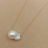 Baroque Pearl Pendant Necklace 925 Silver Chain 18k Plated