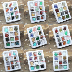 12pcs Natural Stone Pendants Charms Multicolor Shapes for Jewelry Making