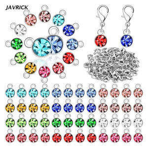 180 Pcs Birthstone Charms with Jump Rings