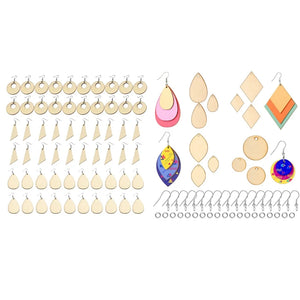 180 Pcs Unfinished Wood Earrings with Holes and Hooks