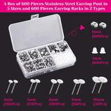 1800 Pcs Stainless Steel Earring Posts Kit