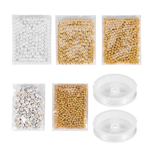 1800Pcs Beads Making Kit, Round & Alphabet Beads, Pearl Beads & Elastic String