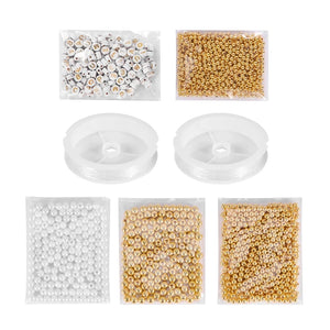 1800Pcs Beads Kit, Spacer, Alphabet & Pearl Beads, Elastic String DIY Bracelet