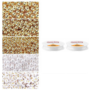Beads Making Kit with Round Spacer Beads and Elastic String