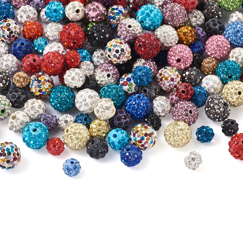 180Pcs Rhinestone Polymer Clay Disco Ball Beads For Jewelry Making DIY