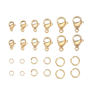 180Pcs Stainless Steel Lobster Clasps Hooks w/ Jump Ring for Jewelry Making