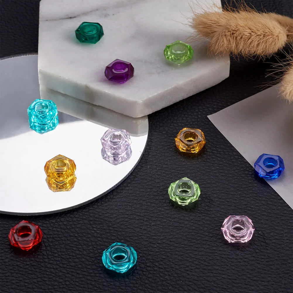 180Pcs 9 Colors Resin European Beads Large Hole 13-14x5mm