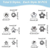 180Pcs Alloy Flower Bead Cap Spacers 6Styles for Jewelry Making