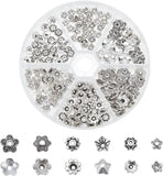 180Pcs Alloy Flower Bead Cap Spacers 6Styles for Jewelry Making