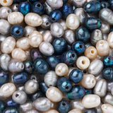 180Pcs Freshwater Pearl Oval Beads w/ Elastic Thread Jewelry Making